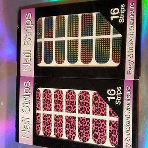 Lot of 2 nail stickers 3D rainbow and pink Leopard Print